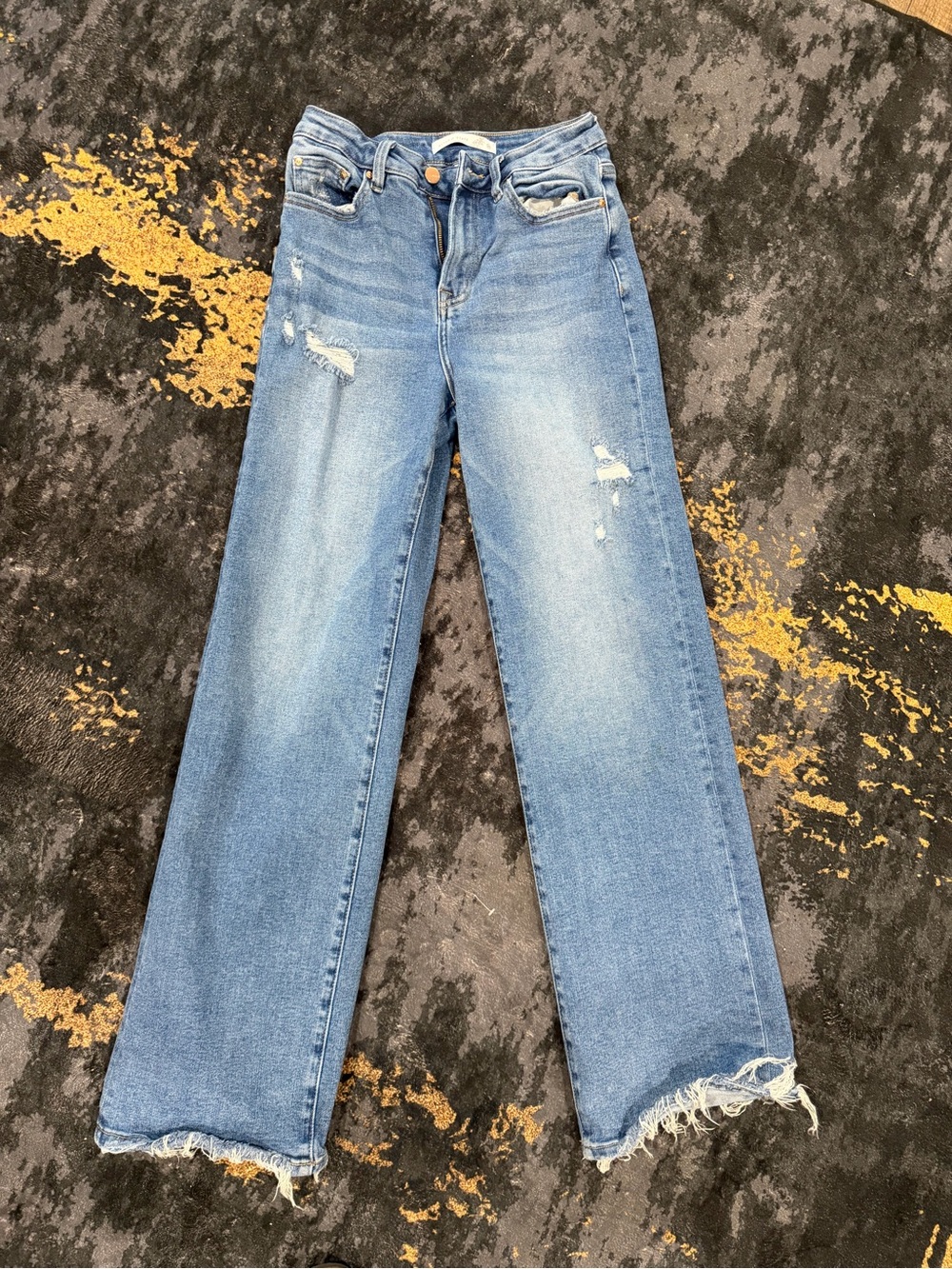 Altar'd State Light Blue Distressed Wide-Leg Jeans
